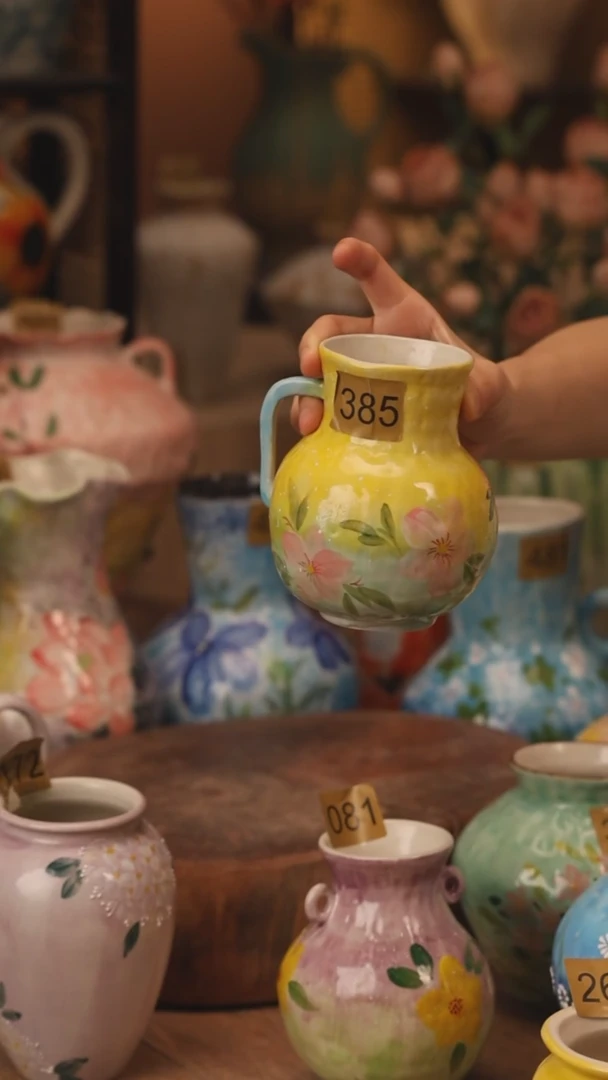 陶瓷385景德镇设计师手作花器摆件侘寂风