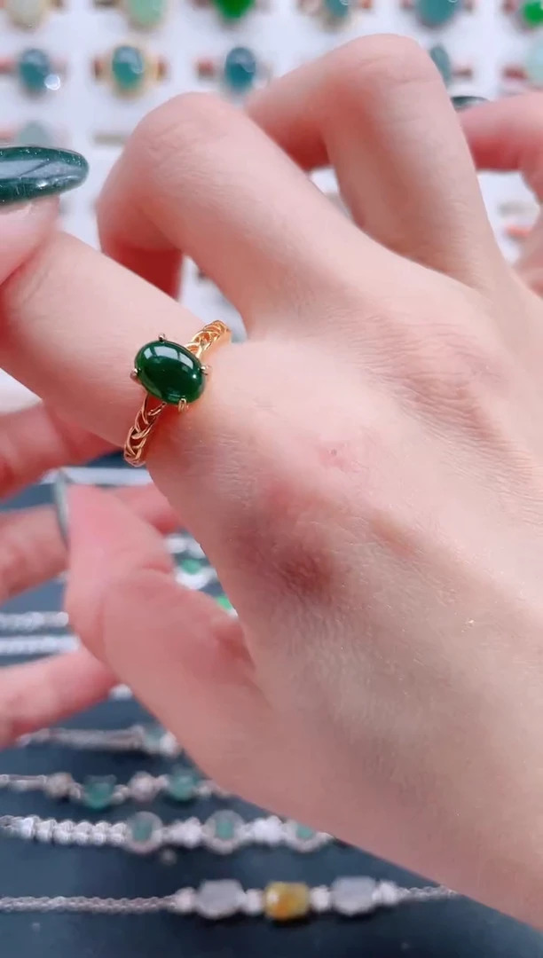 银S925镶嵌戒指翡翠天然翡翠