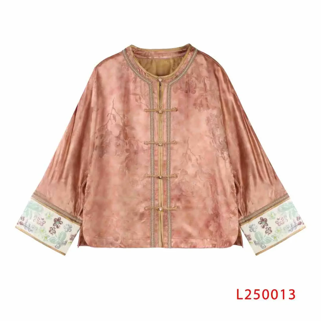 芹  新中式风 250013 香云纱 提花外套 粉色