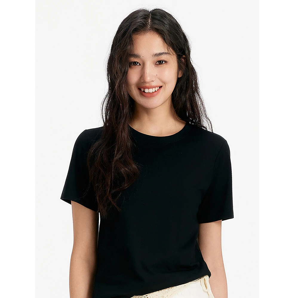 森马T恤女基础纯色修身2025夏季新款圆领上衣百搭101925100003