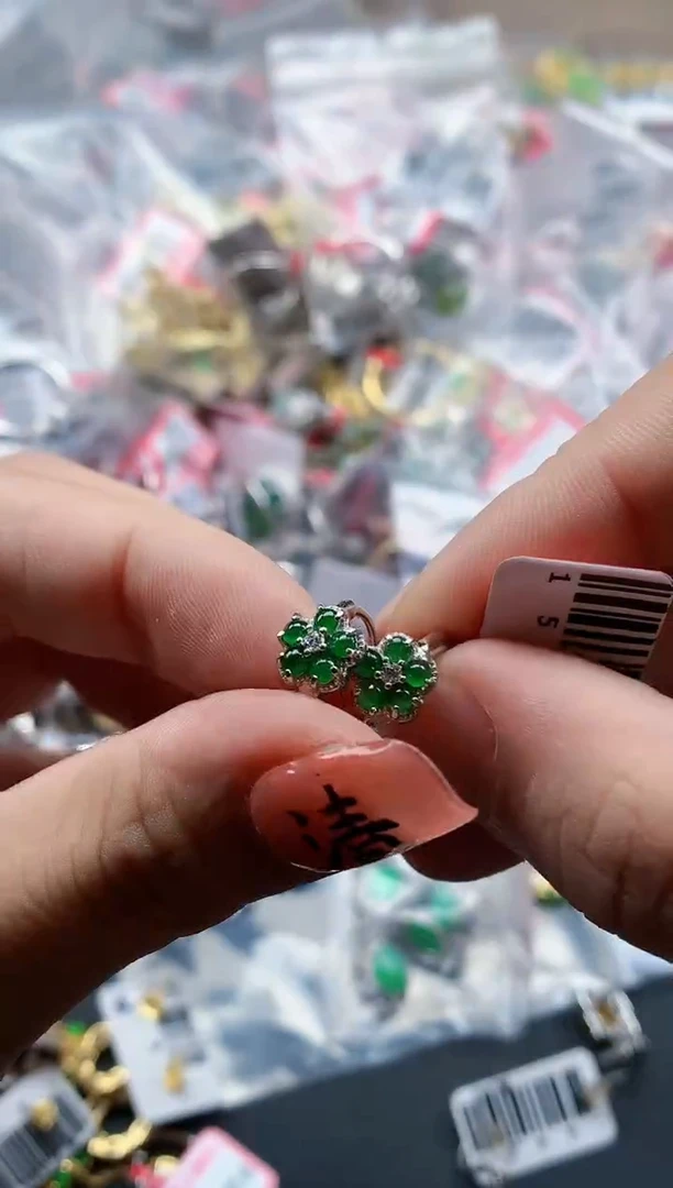 银S925镶嵌戒指翡翠天然A货缅甸翡翠