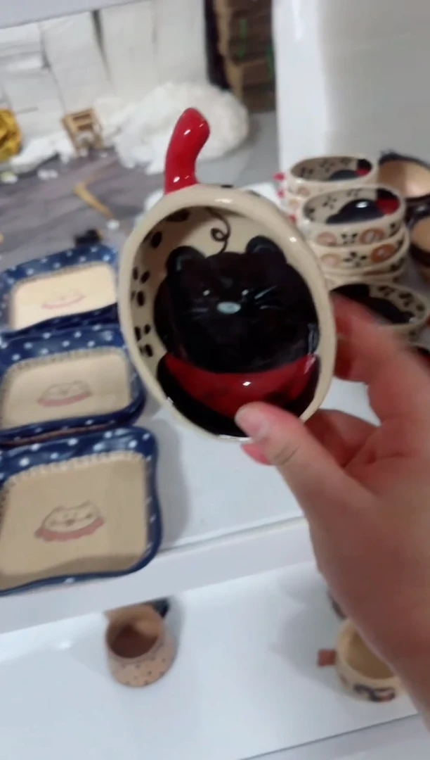 陶瓷猫咪碗【十里高温釉下彩陶瓷】