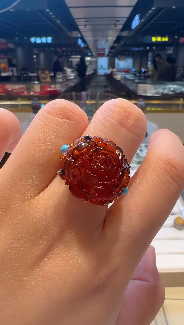 【闪购商品】血珀戒指银S925镶嵌12///////////