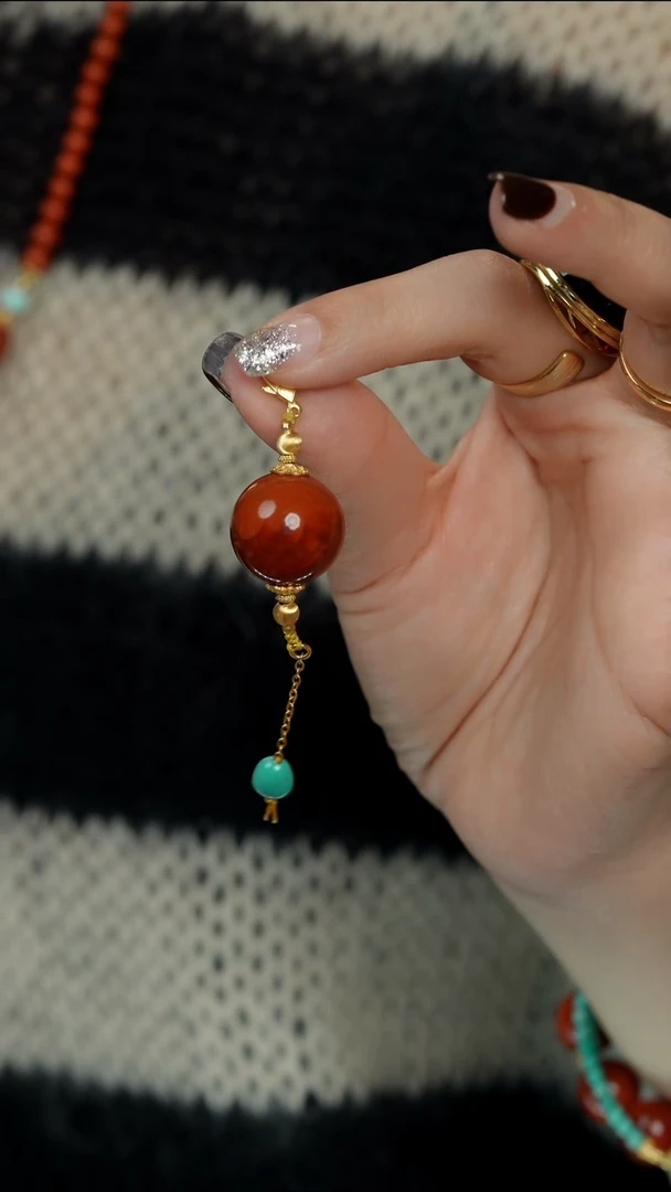 定制南红玛瑙17mm大点位南红单珠吊坠