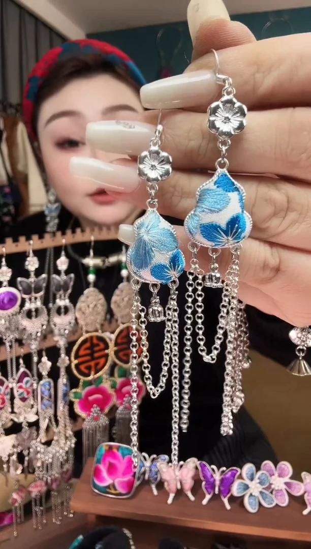 刺绣纯手工民族风刺绣耳环