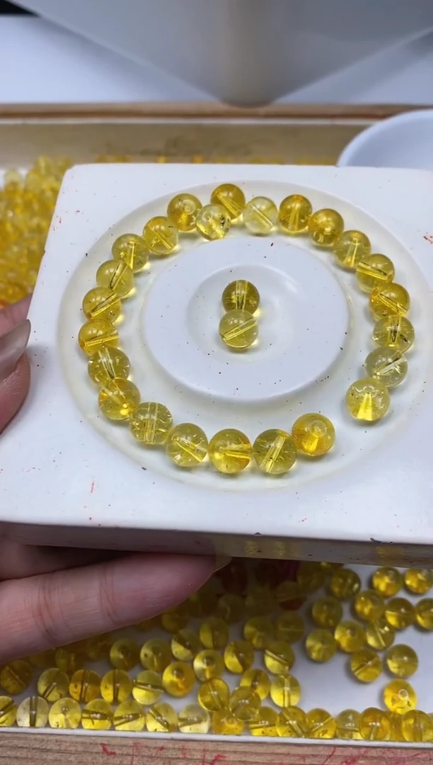 水晶珠宝半成品未镶嵌D532 黄水晶8mm10个9.9元