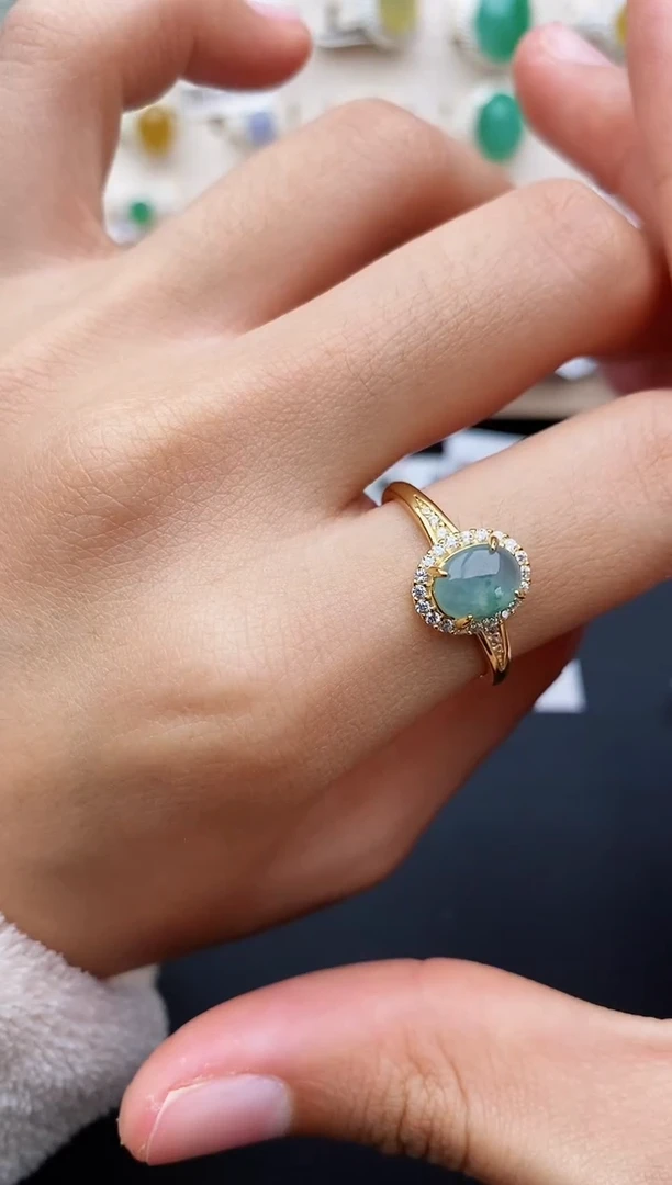 【闪购商品】翡翠戒指银S925镶嵌缅甸翡翠