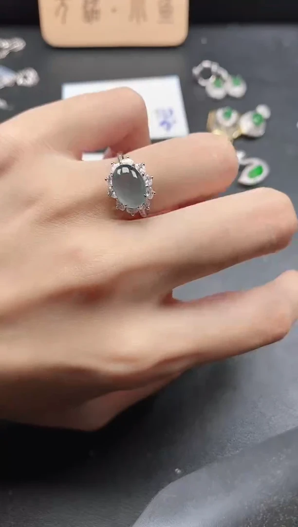 银S925镶嵌戒指翡翠51511