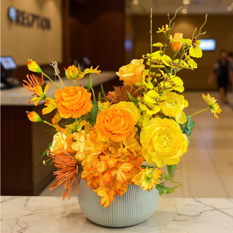 《金缕焰》原创设计酒店家居客厅桌面电视柜民宿玄关仿真花艺摆件