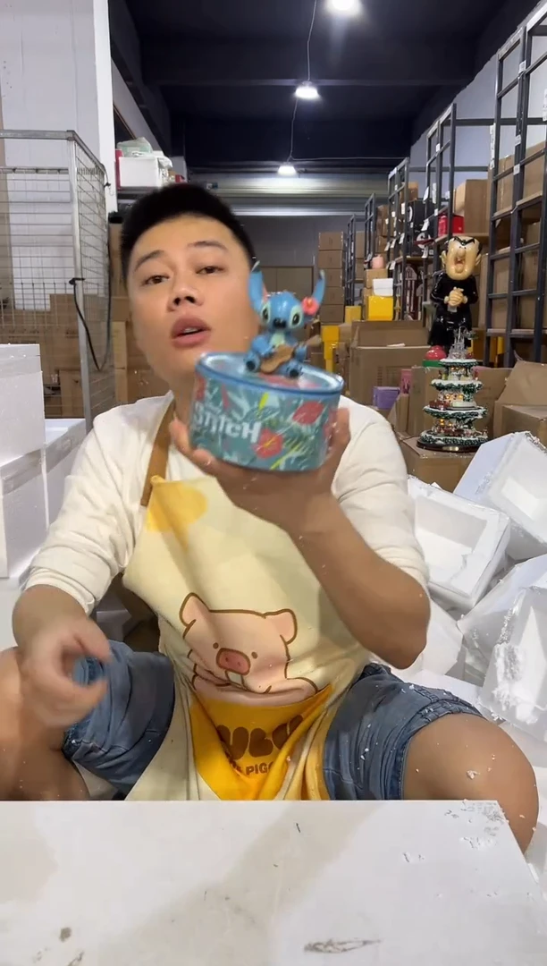 瓷片喇叭花史迪仔首饰盒