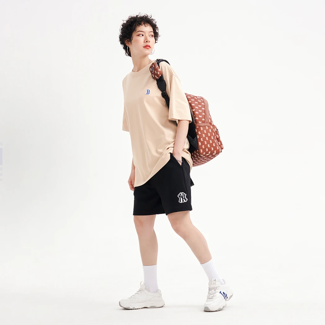 MLB 波士顿红袜队标刺绣圆领套头印花正肩袖T恤男女同款3ATSB0233