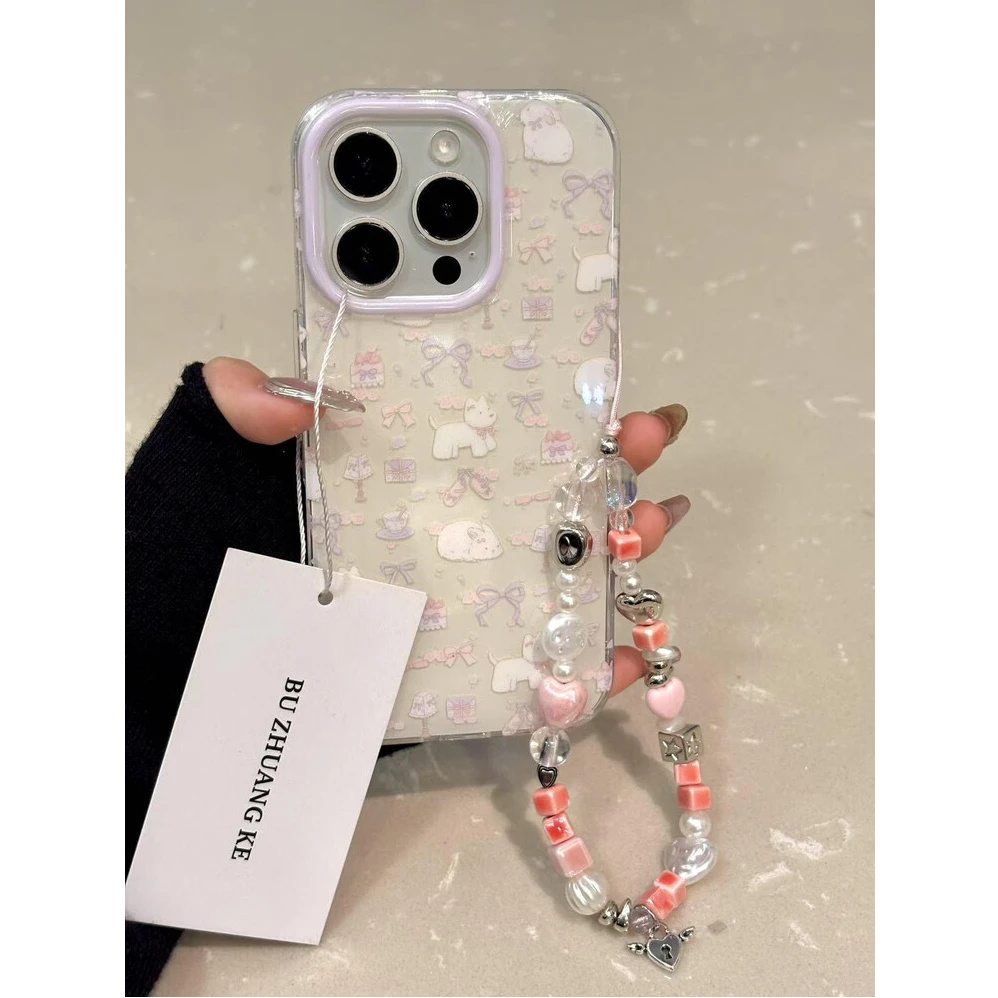 蝴蝶结小狗适用苹果手机壳华为vivo小米荣耀oppo红米新款全包女款