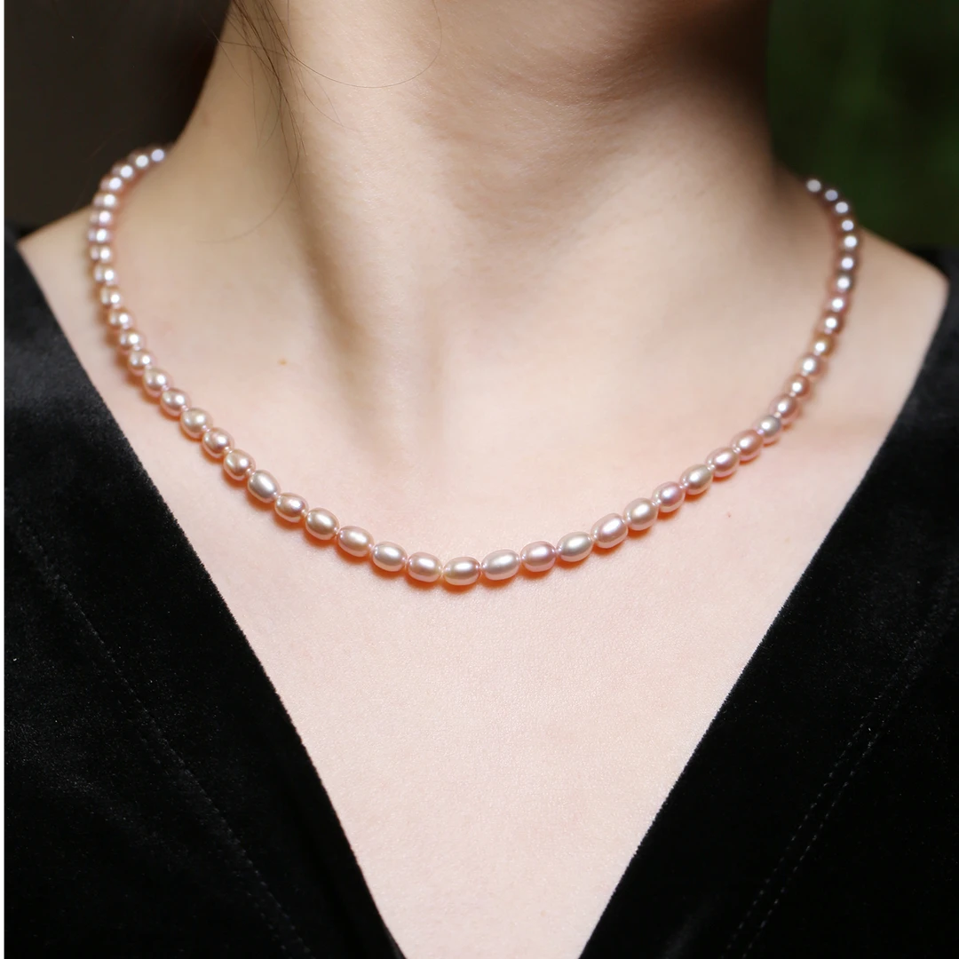 紫色米珠珍珠项链（今日下单送同款珍珠手链）