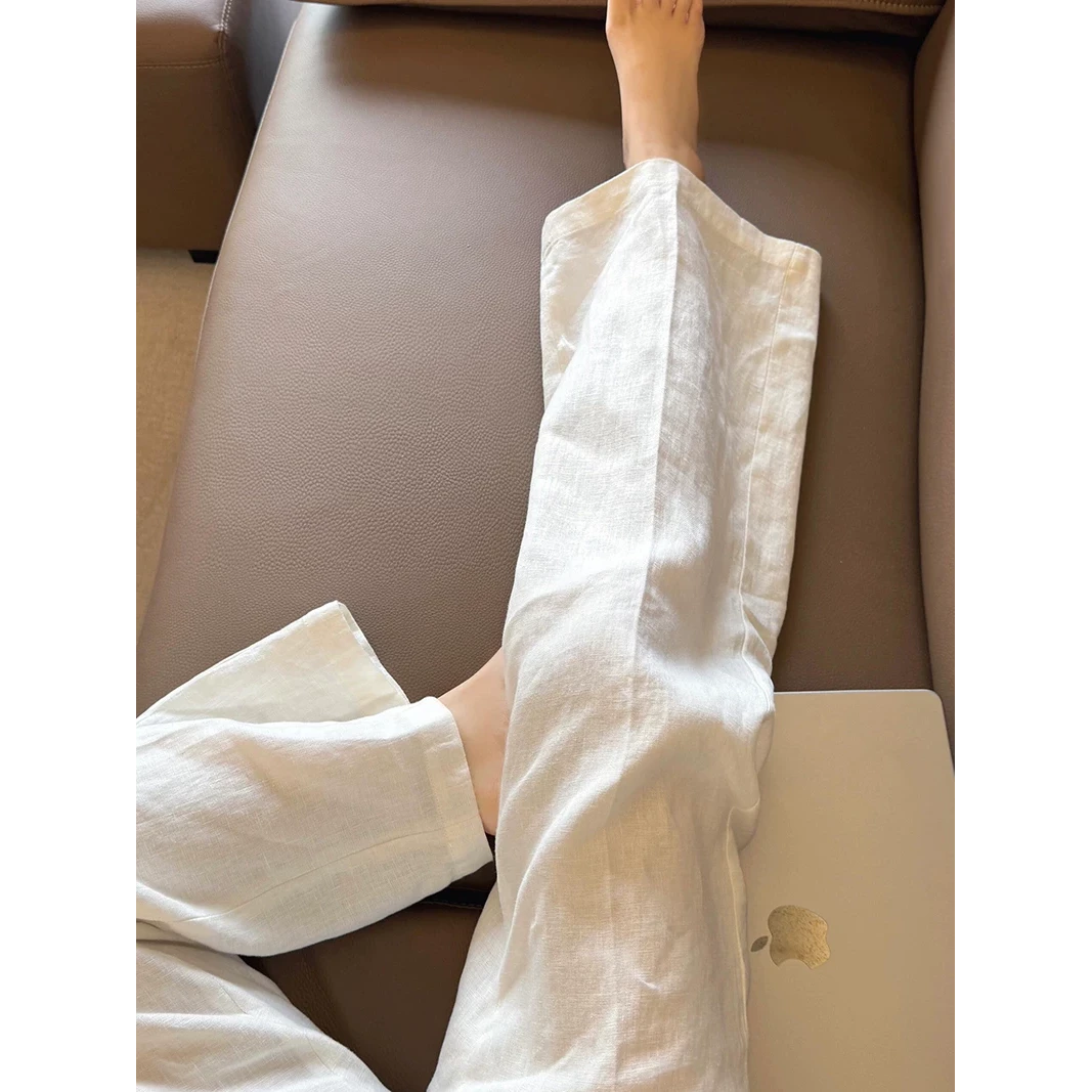 真心舒服！巨好穿！白色裤子女秋季款直筒裤休闲阔腿裤小个子长裤