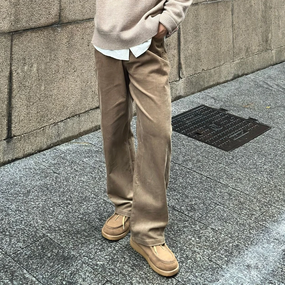 秋冬新款 “英伦风”时尚设计师灯芯绒直筒宽松百搭休闲裤
