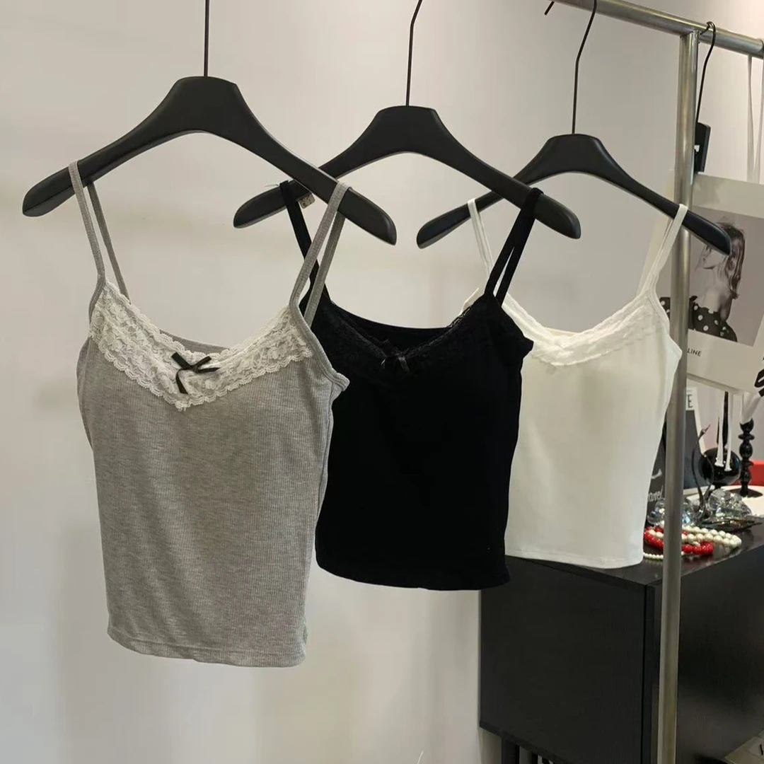 （no退no换）韩国东大门2024新款四通勤色蕾丝吊带xh