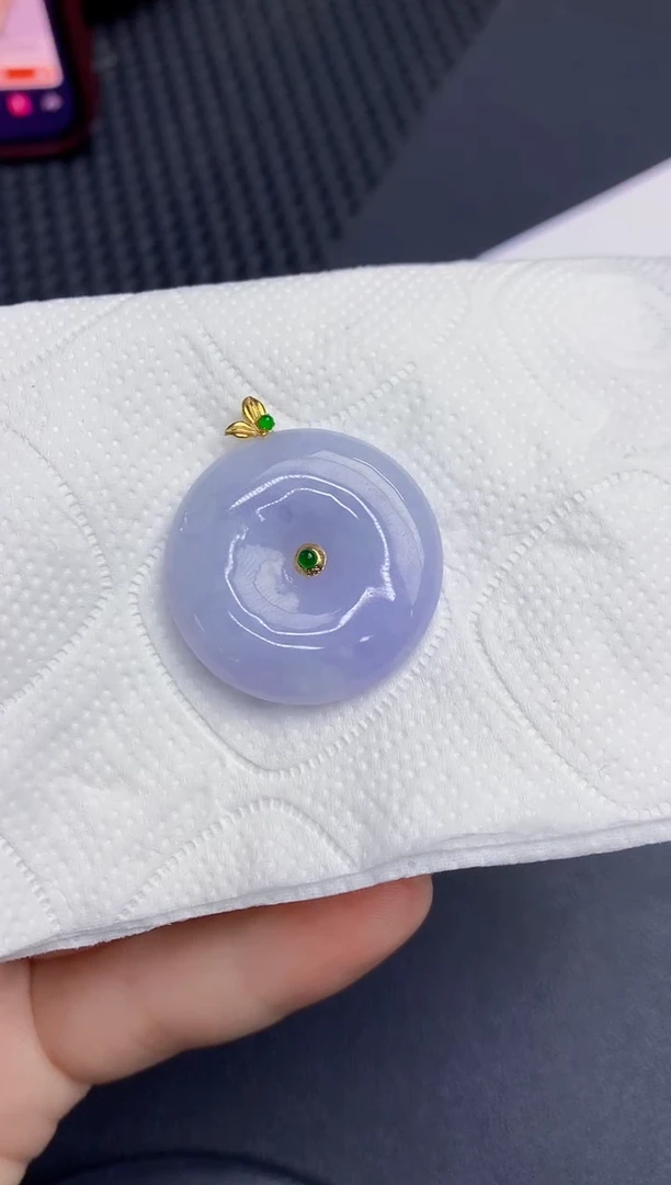 颈饰18K金镶嵌翡翠缅甸天然翡翠A货