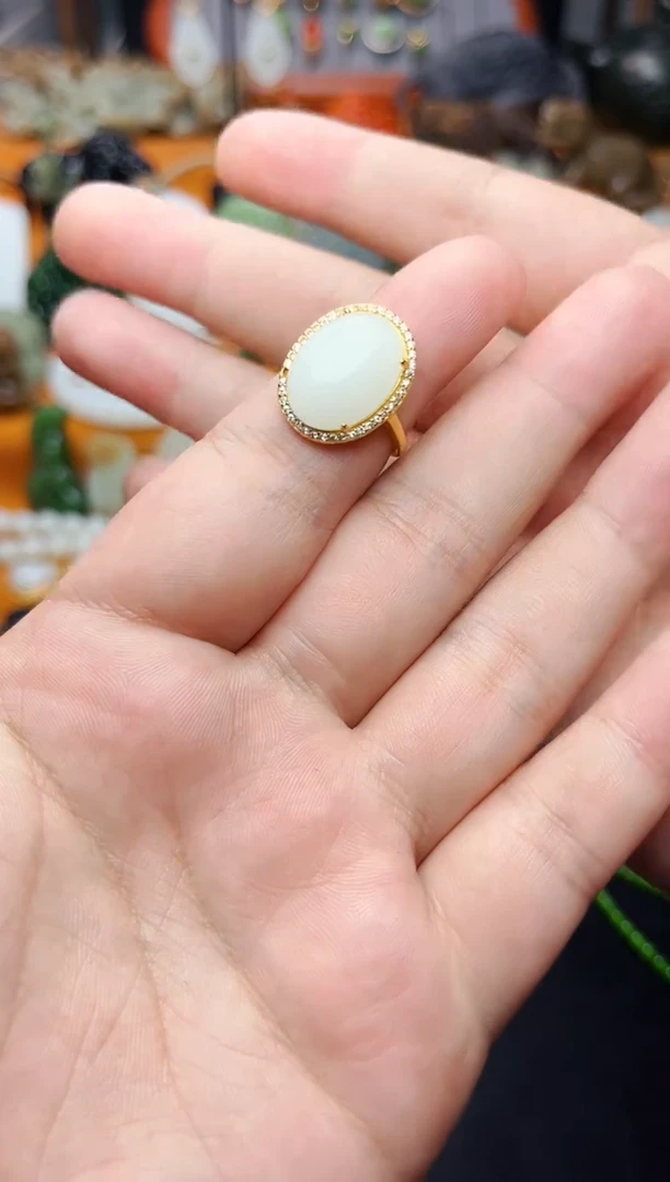 【闪购商品】和田玉戒指银S925镶嵌戒指