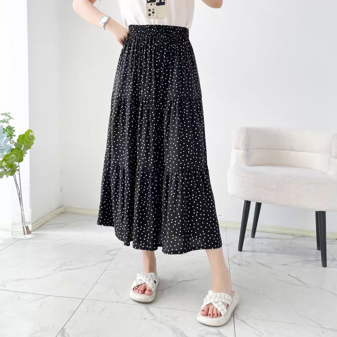 8521波点女夏季2025新款褶皱碎花a字半身裙