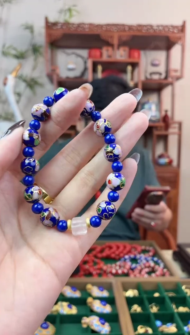 非遗手工景泰蓝1.0手串宝蓝方糖