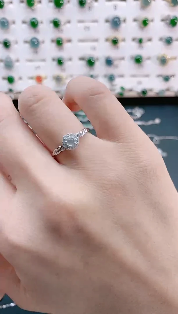 【闪购商品】翡翠戒指银S925镶嵌天然翡翠