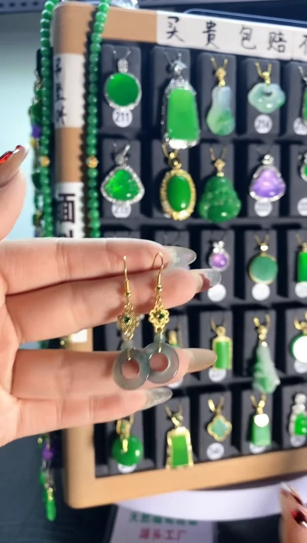 【闪购商品】翡翠耳饰银S925镶嵌014..