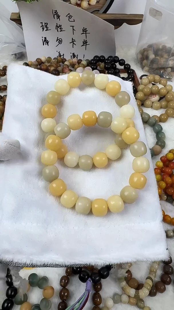 菩提根/象牙果手串14干磨多宝浅色随机