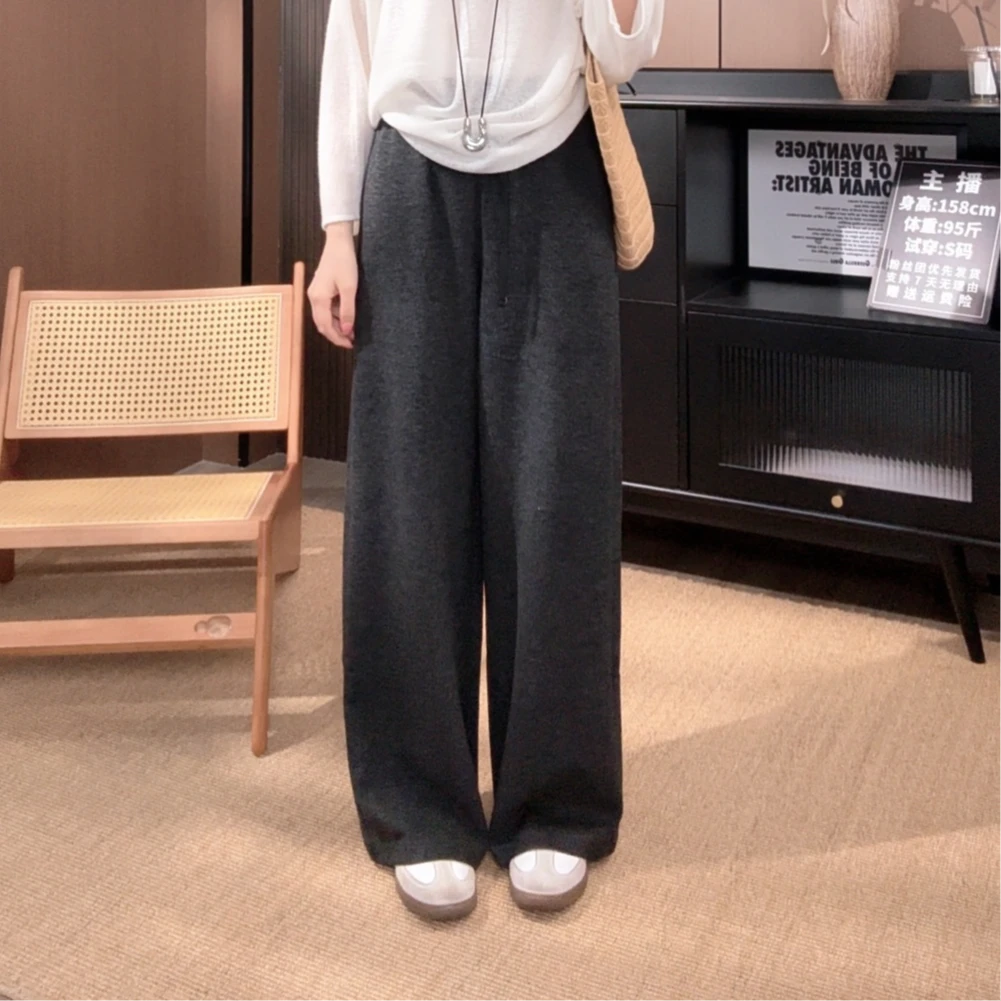 相菲一2025秋季新款简约休闲直筒阔腿裤女高腰显瘦长裤女