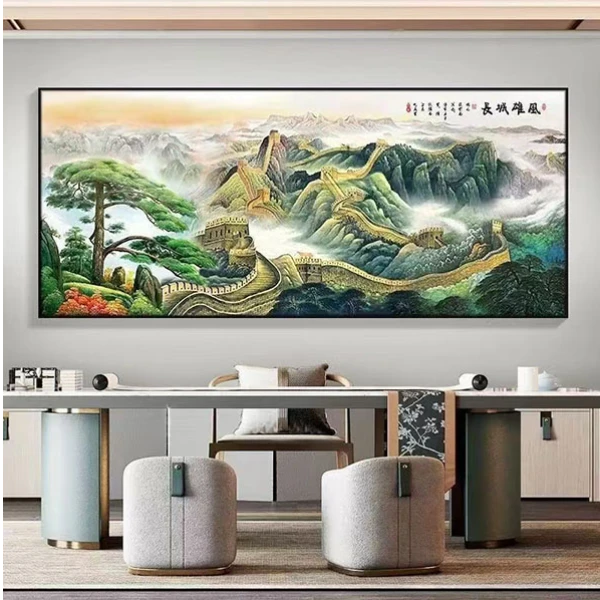 【长城雄风】万里长城客厅沙发背景墙国画山水装饰画晶瓷晶钻挂画