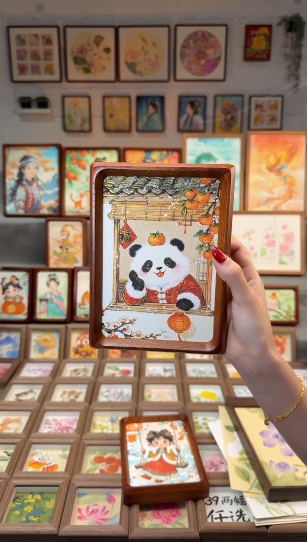 国画福柿熊猫 手绘国画7