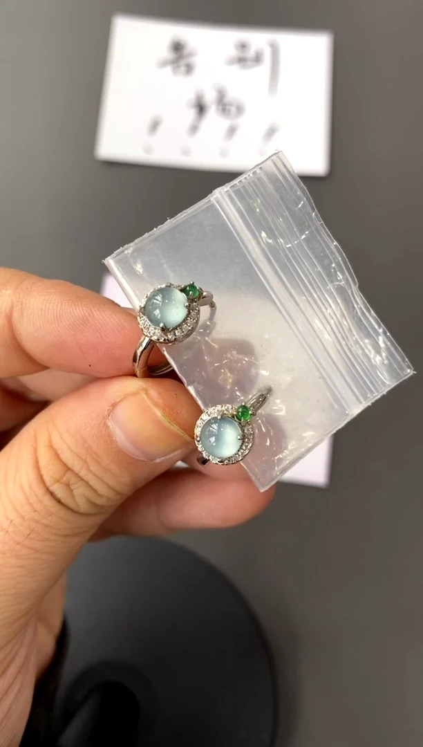 【闪购商品】翡翠耳饰银S925镶嵌买断价