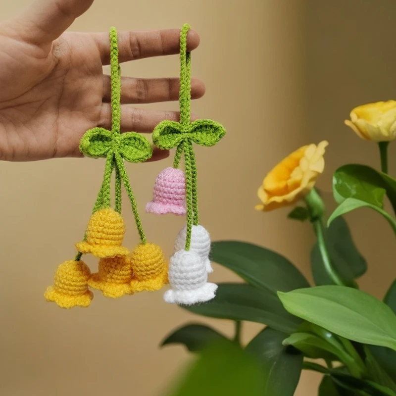 DIY手工钩织毛线钩织小清新铃兰花挂件手工编织挂件
