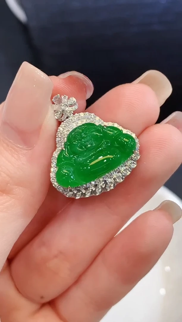 吊坠(不含链)18K金镶嵌翡翠LYH多样性发其一