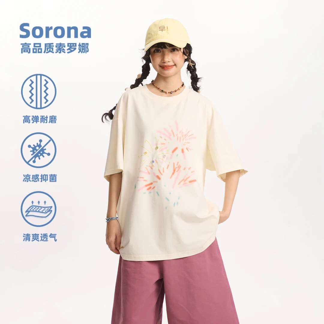 早乙女惠子saotome日系索罗娜凉感显白烟花常规T恤2205