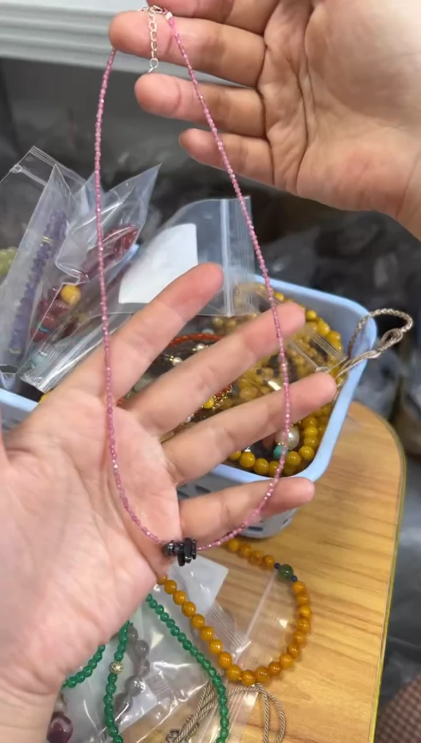 未镶嵌颈饰碧玺粉碧玺切面紫舒俱项链[1028]