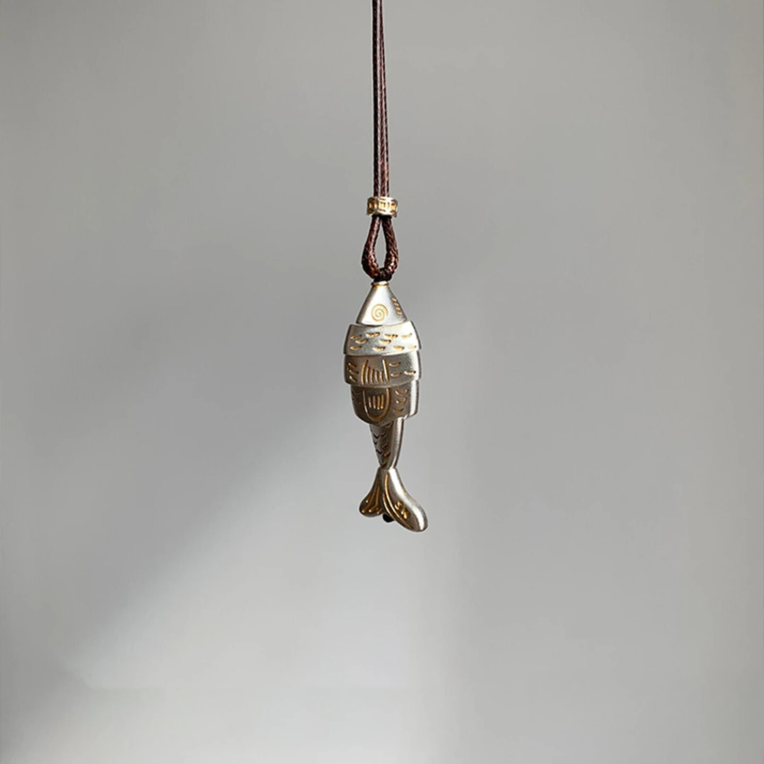 铜合金吊坠 银色冷淡风拼接小鱼吊坠项链高级感秋冬配饰毛衣链