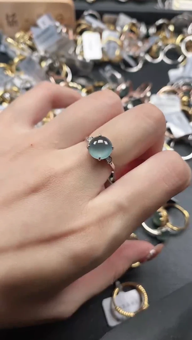 银S925镶嵌戒指翡翠51511