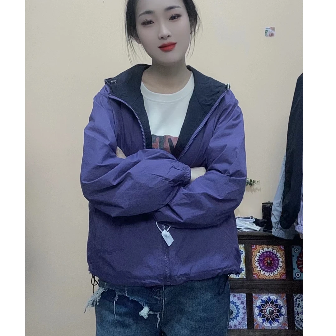【双面穿】春夏律动长袖连帽宽松型女外套宽松运动速干外套时尚韩版