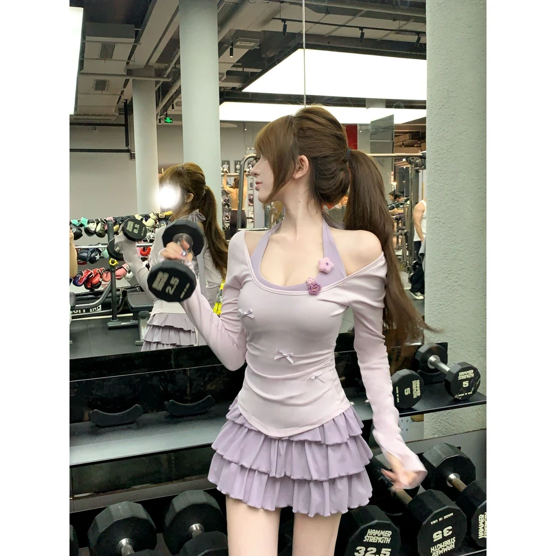 温香软玉早秋纯欲风小众设计挂脖罩衫两件套吊带裙子夏天连衣裙