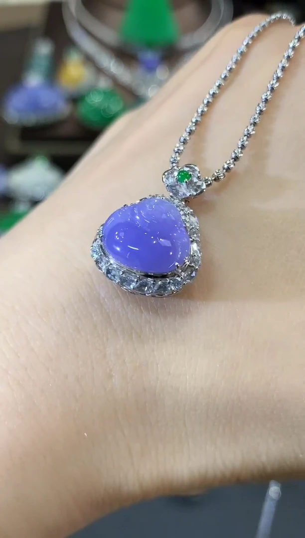 吊坠(不含链)18K金镶嵌翡翠D16 紫货有色差