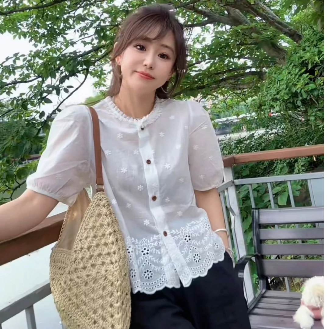 YX七CS202505271新款棉布刺绣衬衣气质时尚夏季显瘦