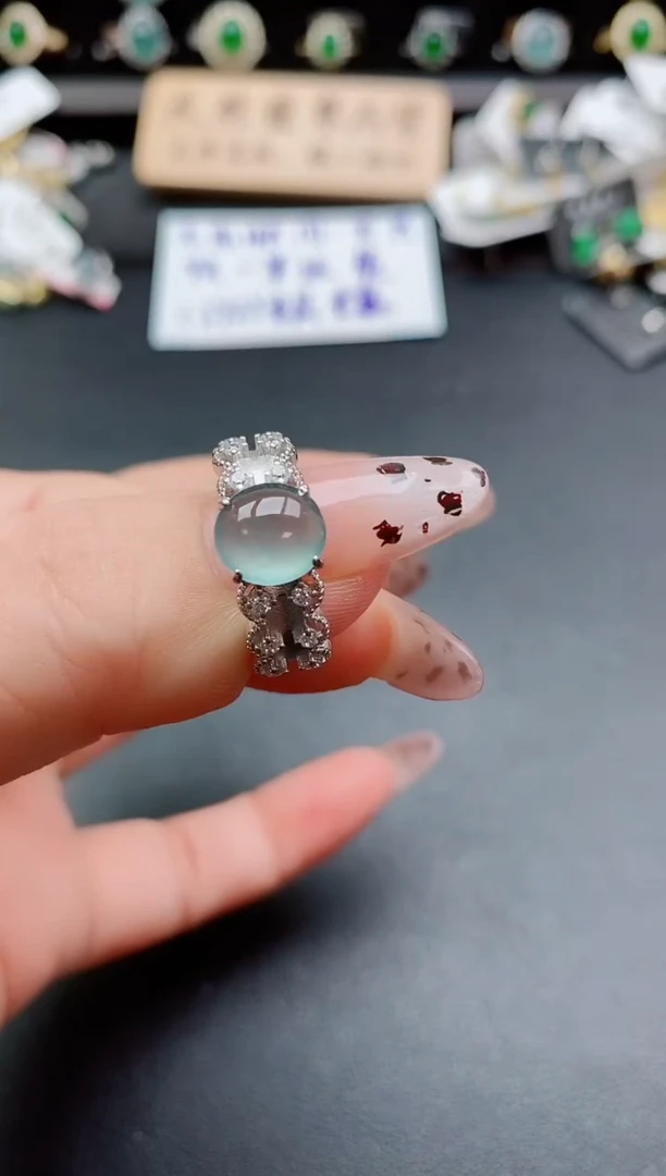 银S925镶嵌戒指翡翠1