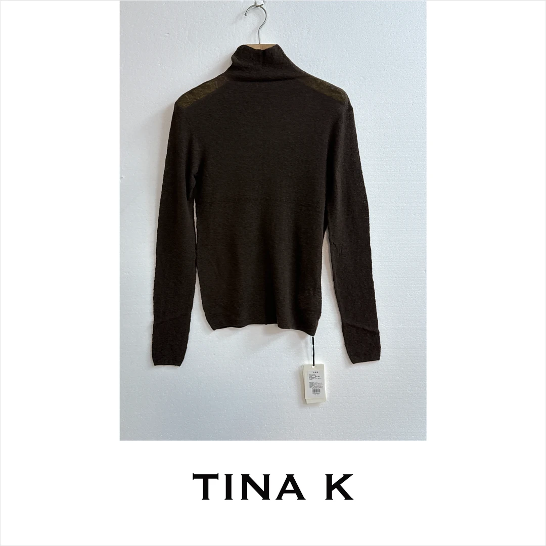 TinaK秋季套头款女士针织长袖气质打底衫百搭高领针织衫ZZ225456