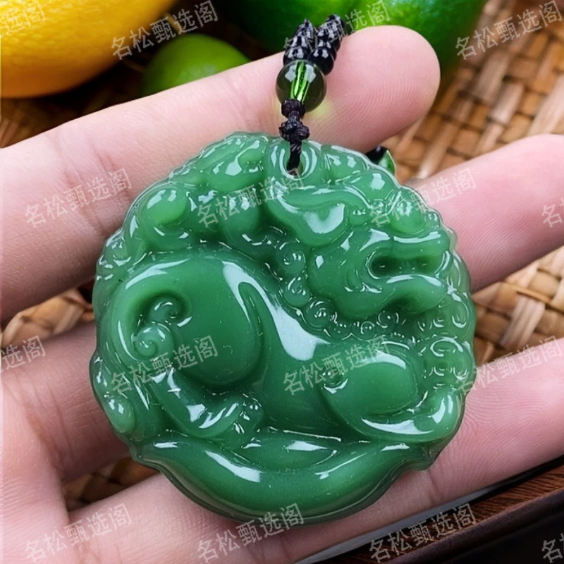 深绿双面貔貅3.手工男女同款双面时尚经典百搭精美吊坠