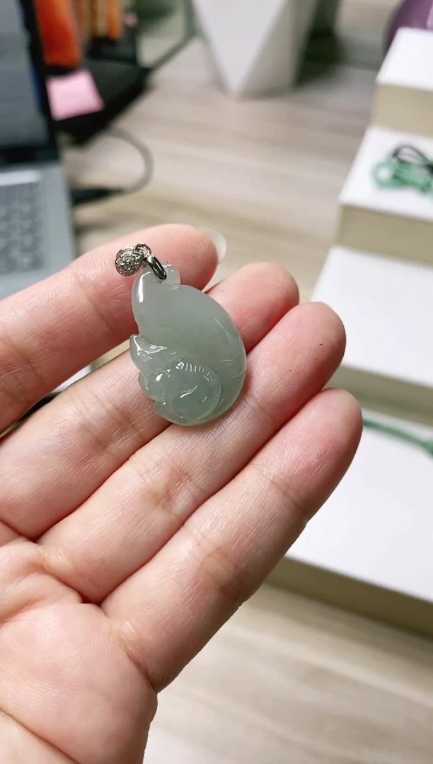颈饰银S925镶嵌翡翠7天然缅甸翡翠A货