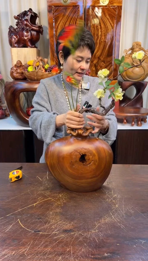 【闪购商品】香樟木实木创意花器