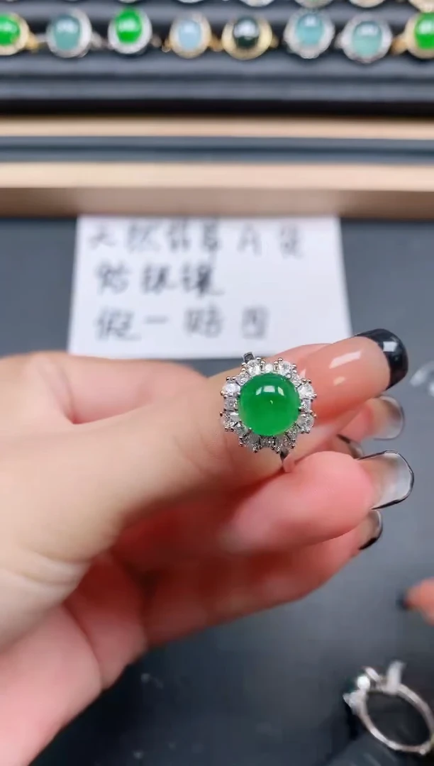 翡翠戒指银S925镶嵌11111