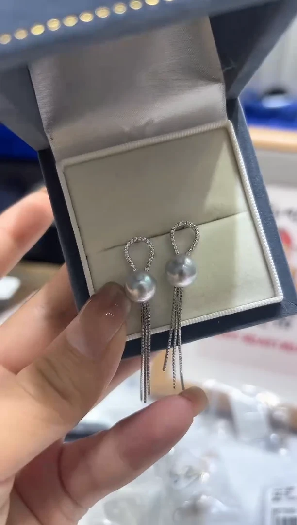 银S925镶嵌海水珍珠耳线8