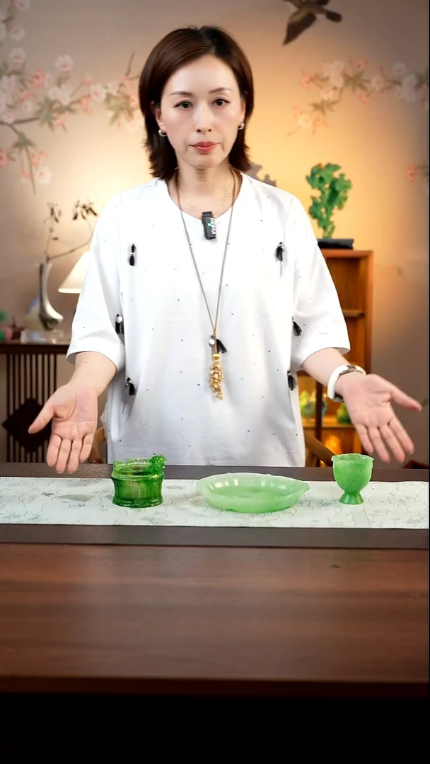 琉璃闪购芙蓉壶承绿色+杯子+步步高升香炉