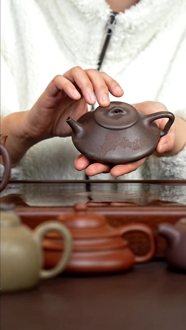 茶壶紫砂煤气窑四号井紫泥刻绘横山石瓢